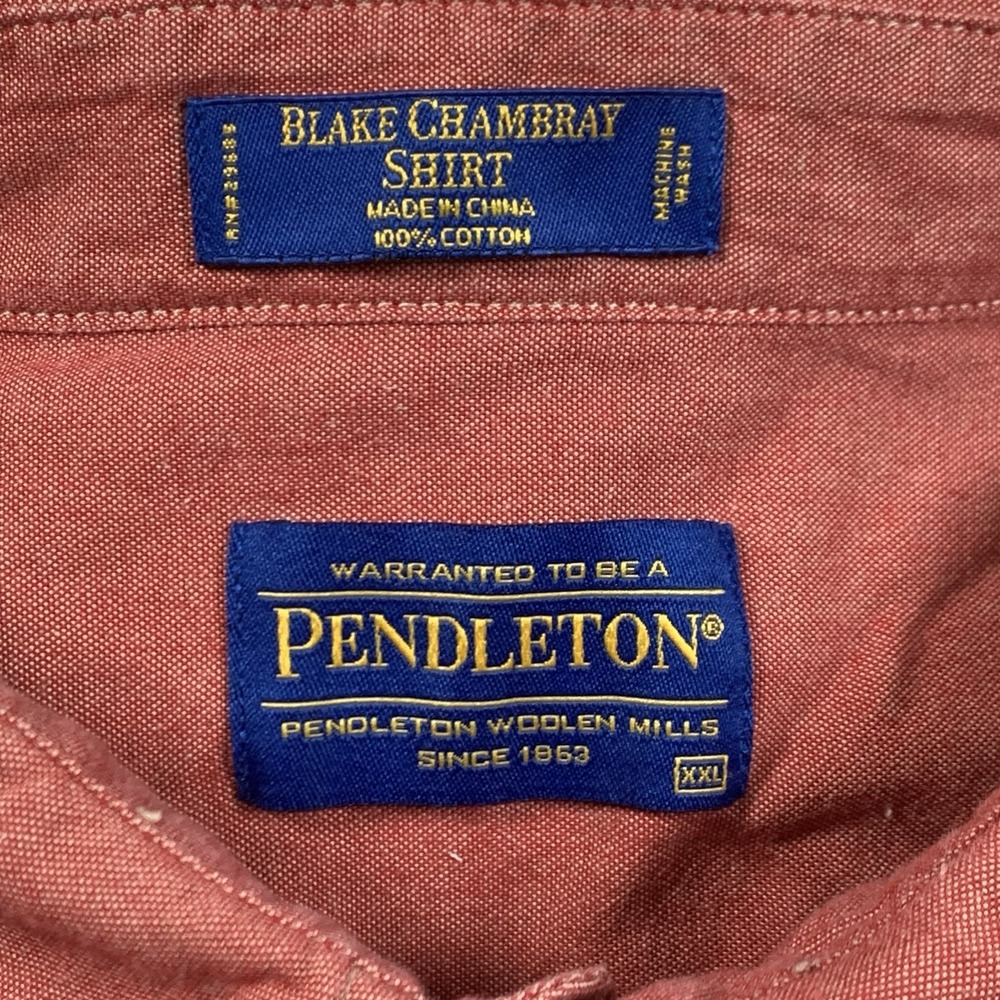Pendleton Men's‎ Heather Red Blake Chambray Long Sleeve Button Down Shirt XXL - Picture 7 of 8